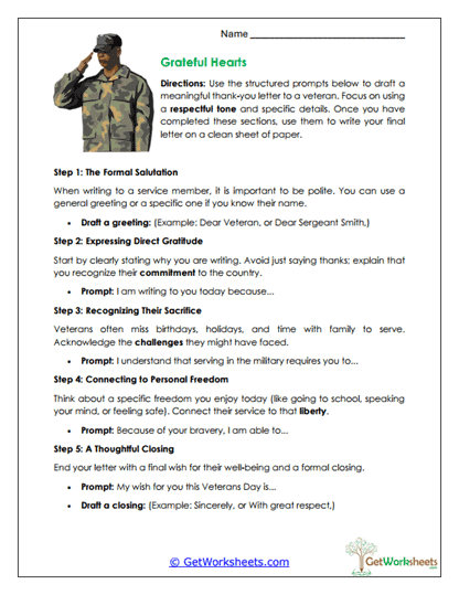 Veterans Day Worksheets