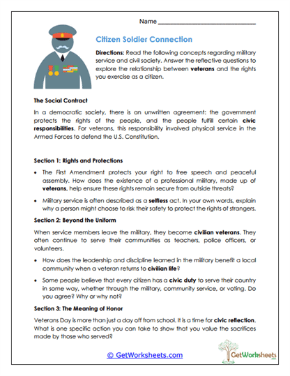 Citizen Soldier Connection Worksheet