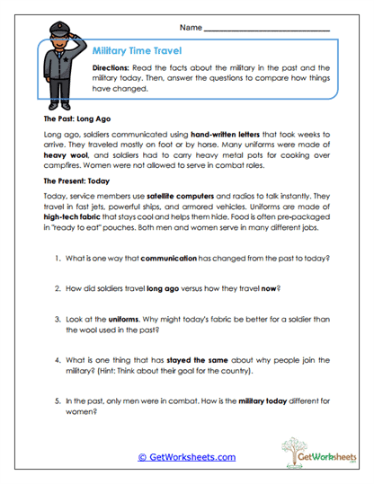 Military Time Travel Worksheet