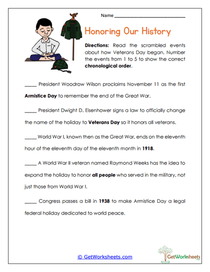 Honoring Our History Worksheet