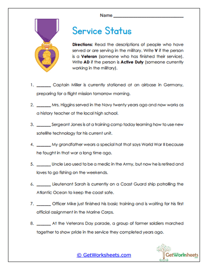 Service Status Worksheet