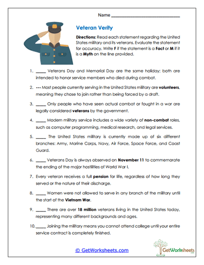 Veteran Verify Worksheet