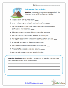 Sample Worksheet On Volcano Volcanoes Worksheets - GetWorksheets.com