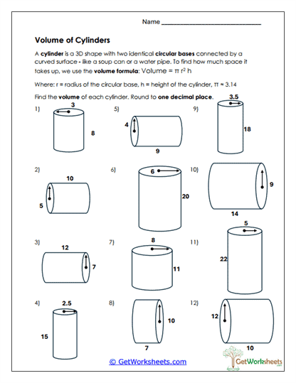 Volume Worksheets