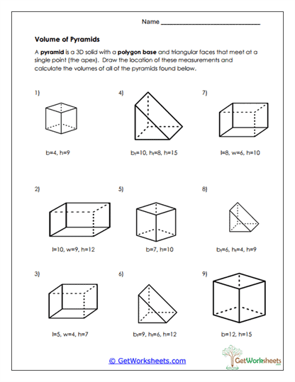 Pyramids Worksheet