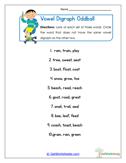 Oddballs Worksheet