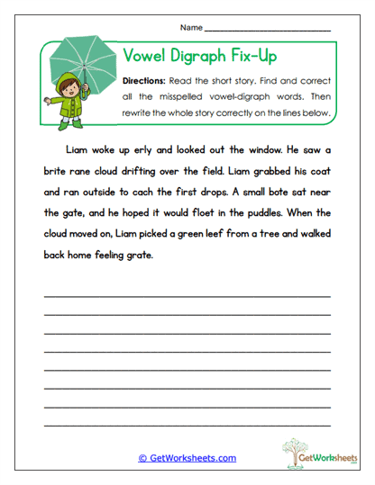 Digraph Fix-Up Worksheet