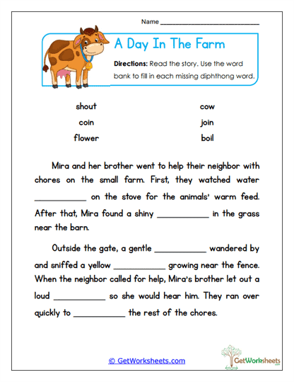 A Day in the Farm Worksheet