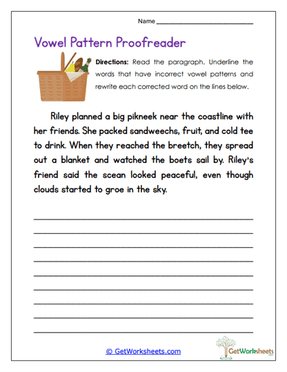 Pattern Proofreader Worksheet