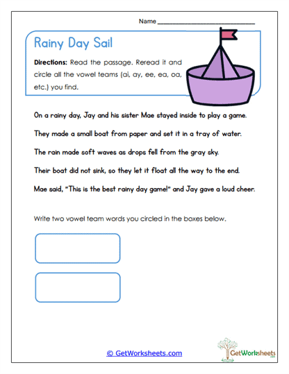 Rainy Day Sail Worksheet