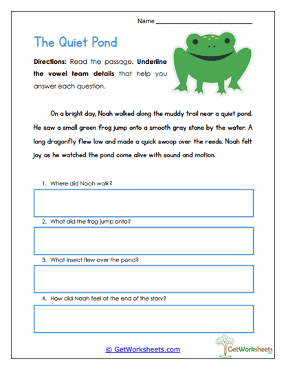 The Quiet Pond Worksheet