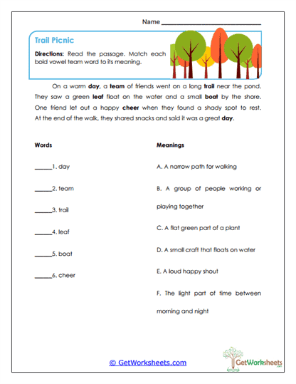 Trail Picnic Worksheet
