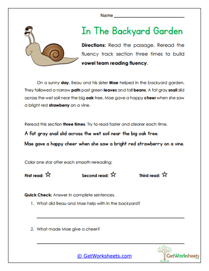 In the Backyard Garden Worksheet