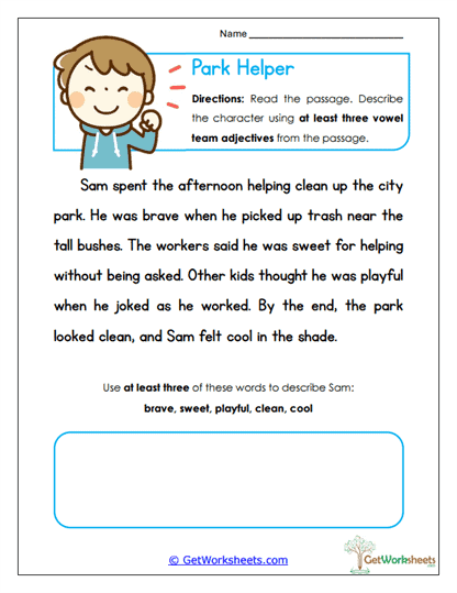Park Helper Worksheet