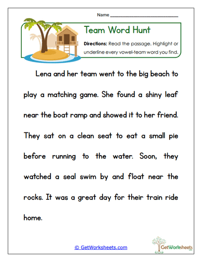 Team Word Hunt Worksheet