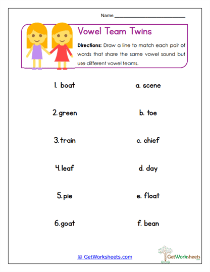 Vowel Twins Worksheet