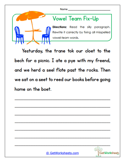 Paragraph Fix-Up Worksheet