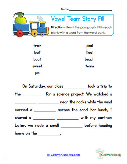 Story Fills Worksheet