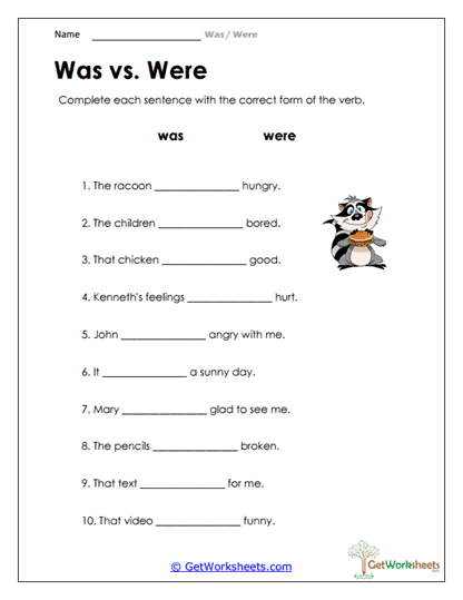 Verb Form Completion Worksheet