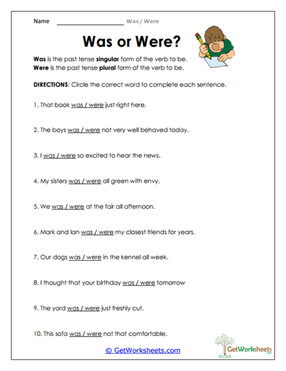Choosing Correct Past Verbs Worksheet