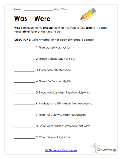 Grammar Sentence Review Worksheet