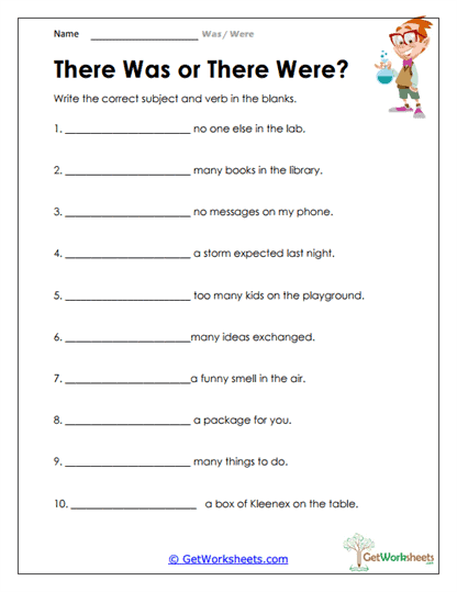 There Was or There Were Worksheet
