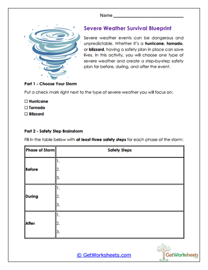 Severe Weather Safety Plan Worksheet