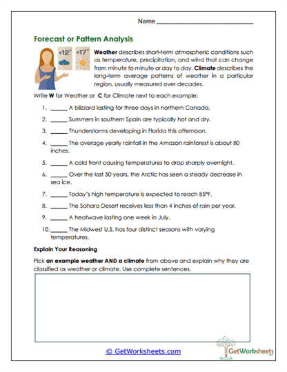 Weather vs. Climate Analysis Worksheet