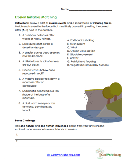 Forces Matching Worksheet