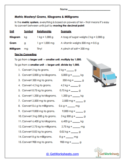 Metric Mastery Worksheet
