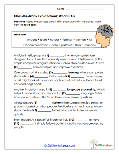 AI Fill-in-the-Blank Worksheet