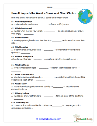 AI Cause and Effect Worksheet