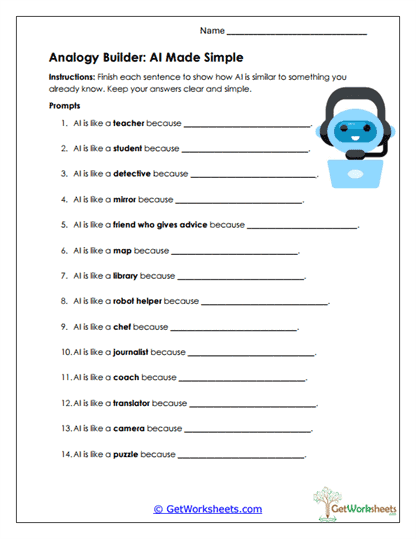 AI Analogies Worksheet