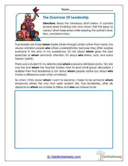 The Grammar of Leadership Worksheet