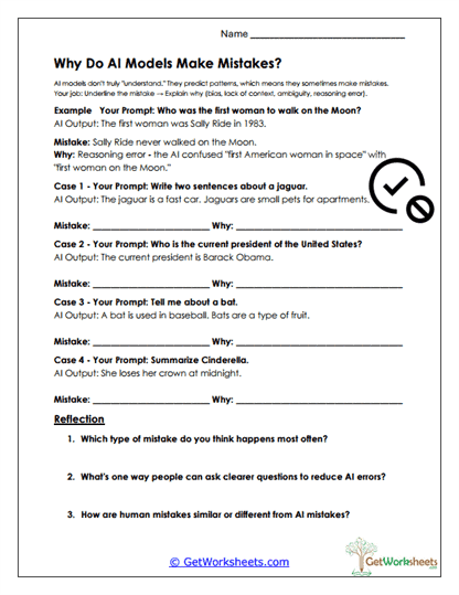 Why Do AI Models Make Mistakes? Worksheet