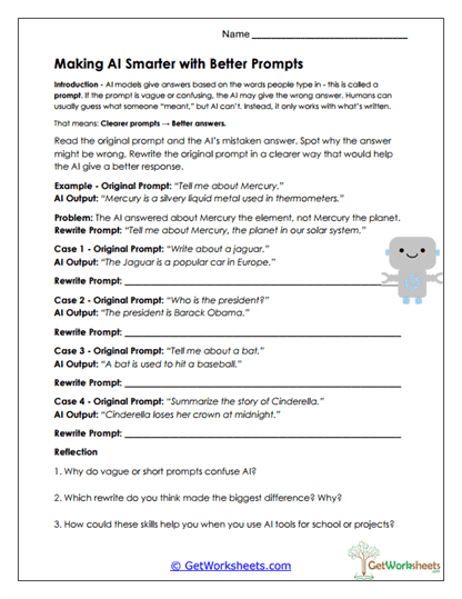 Making AI Smarter with Better Prompts Worksheet