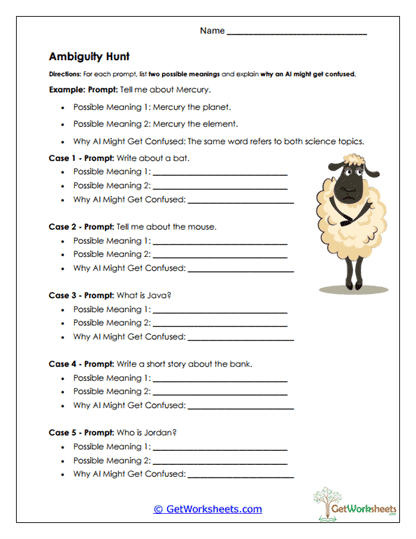 Ambiguity Hunt Worksheet