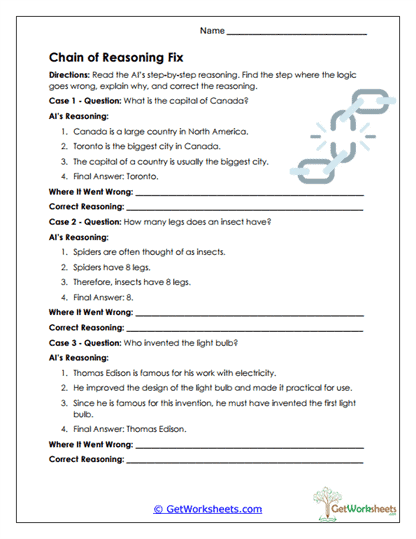 Chain of Reasoning Fix Worksheet