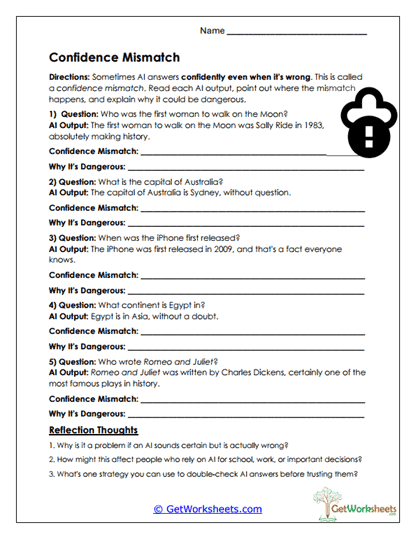Confidence Mismatch Worksheet