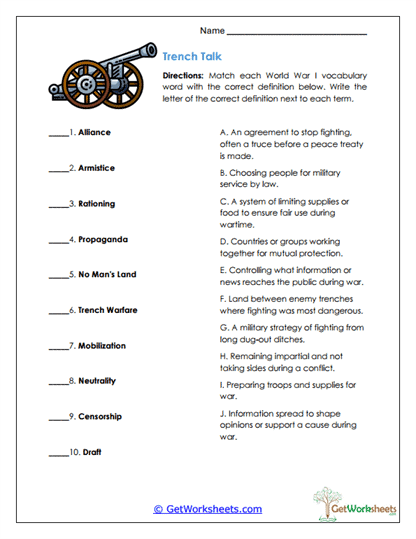Trench Talk Worksheet