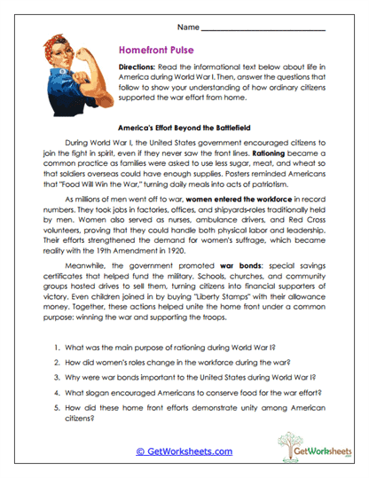 Homefront Pulse Worksheet
