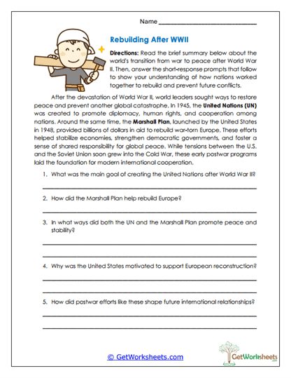 Rebuilding After WWII Worksheet