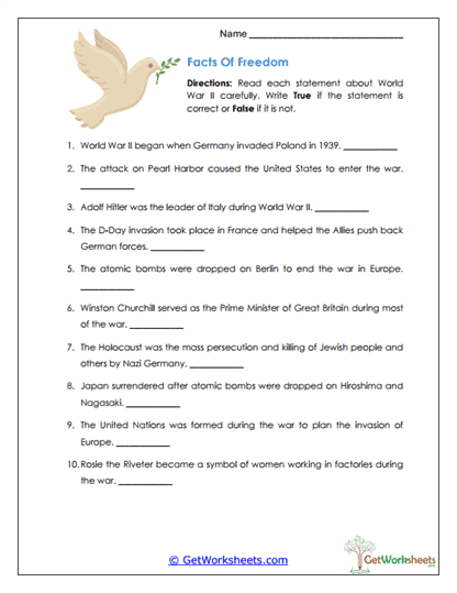 Facts of Freedom Worksheet