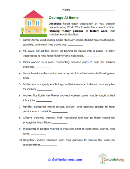 Courage at Home Worksheet