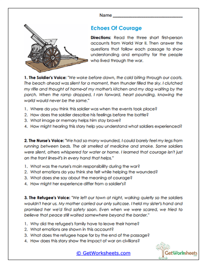 Echoes of Courage Worksheet