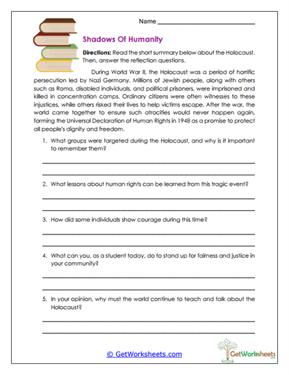Shadows of Humanity Worksheet