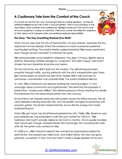 A Cautionary Tale Worksheet