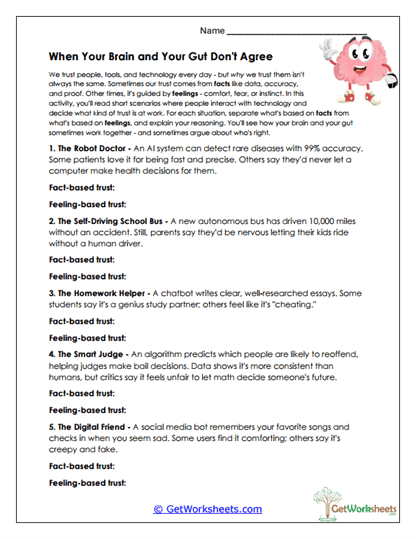 When Your Brain and Your Gut Don't Agree Worksheet