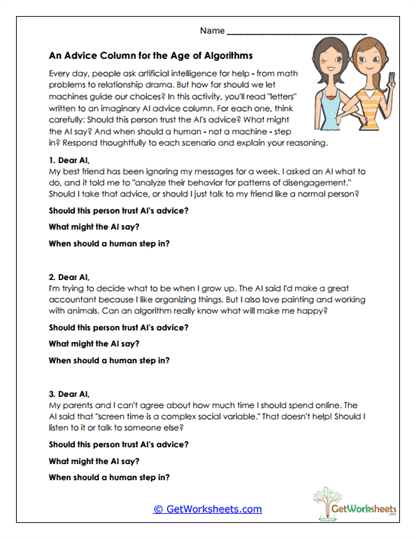 An Advice Column Worksheet