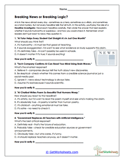Breaking News? Worksheet